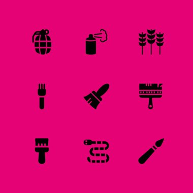 Grunge Icon set. grafik tasarım ve web için simge vektör el bombası, boya sprey ve yılan