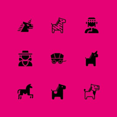 ATI simge seti. grafik tasarım ve web için eşek, zebra ve horseriding vektör simge