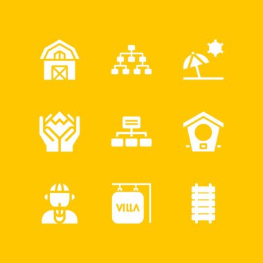 ağaç simgesiyle beach, Amazon ve ahır ile vektör simgeler web ve grafik tasarım için ayarla