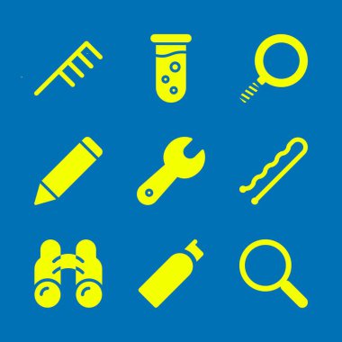 Aracı simge seti. Zoom ile vektör dürbün ve anahtarı için grafik tasarım ve web simgeler