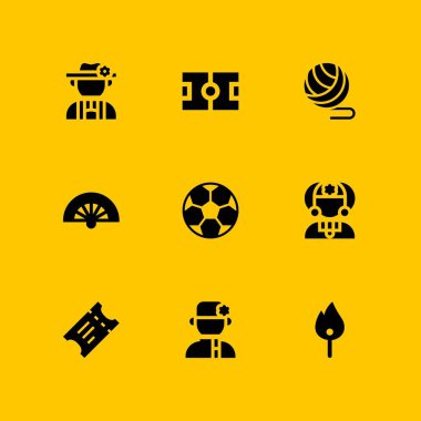 9 futbol simgesi bilet, Rusya ve grafik tasarım ve web için maç vektör çizim seti