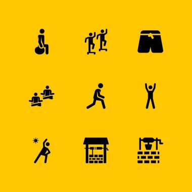 Yoga Icon set. egzersiz, egzersiz ve de grafik tasarım ve web için vektör simge
