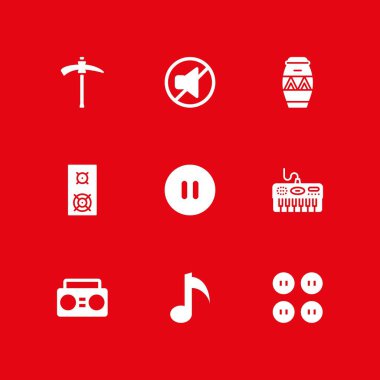 müzik Icon set. grafik tasarım ve web için simge vektör Duraklat, hoparlör ve düğmeleri