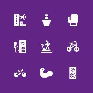 Eğitim Icon set. grafik tasarım ve web için boks, parkour ve Bisiklet vektör simge