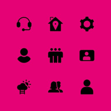 ekip çalışması Icon set. grafik tasarım ve web için Kullanıcı, başarı ve dişli vektör simge