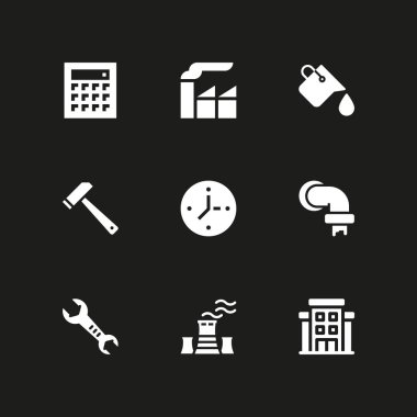 İş Icon set. grafik tasarım ve web için çekiç, fabrika ve İngiliz anahtarı vektör simge