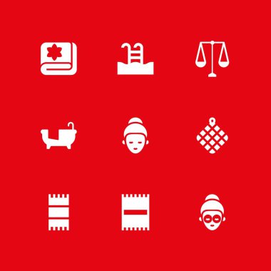 Spa Icon set. Plaj havlu, havlu ve küvet grafik tasarım ve web için vektör simge