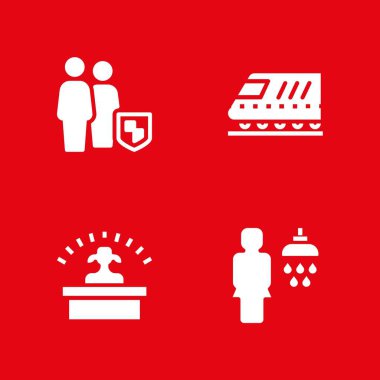 İş Icon set. grafik tasarım ve web için resepsiyon, Grup ve tren vektör simgesi