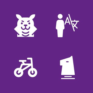 Logo simge seti. grafik tasarım ve web için kurt, Bisiklet ve şövalye vektör simge