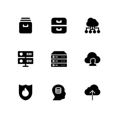 veritabanı Icon set. Arşiv, bulut bilgisayar ve sunucu vektör grafik tasarım ve web için simge
