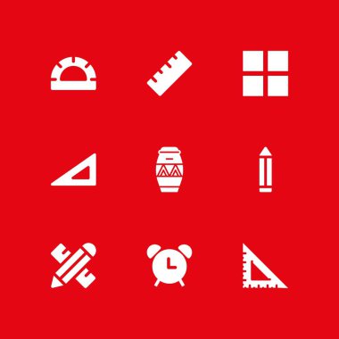 Okul Icon set. grafik tasarım ve web için iletki, kalem ve kılavuz vektör simge