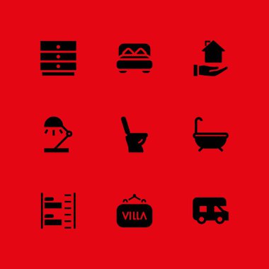 House simge seti. grafik tasarım ve web için tuvalet, villa ve karavan vektör simge