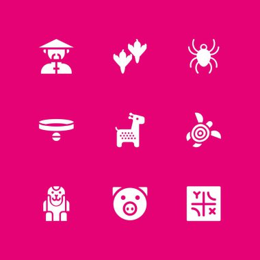 hayvan Icon set. eksen, yaka ve grafik tasarım ve web için Çince vektör simge