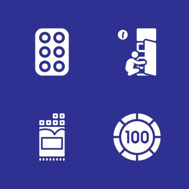 4 simge seti, çikolatalı ile yemek ve vektör çizim grafik tasarım ve web için diyet