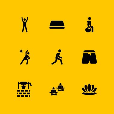 Yoga Icon set. grafik tasarım ve web için simge vektör egzersiz, lotus ve egzersizleri