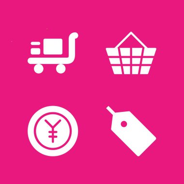 Alışveriş Icon set. Vektör ile arabası, etiket ve alışveriş sepeti simgeleri grafik tasarım ve web için