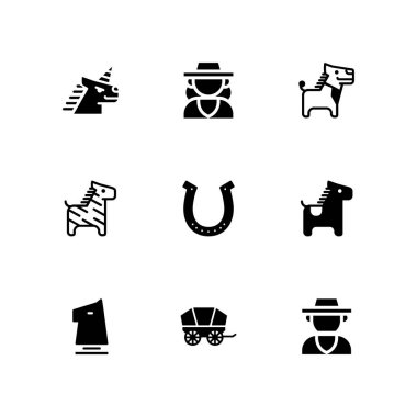 ATI simge seti. grafik tasarım ve web için tek boynuzlu at, eşek ve zebra vektör simge