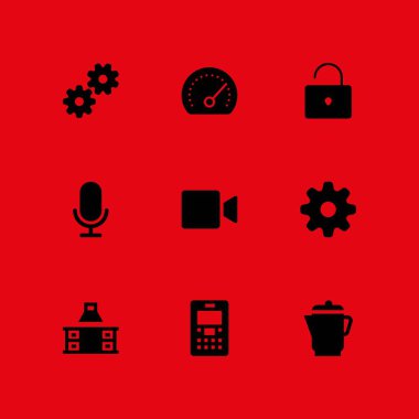 teknoloji Icon set. su ısıtıcısı, açık asma kilit ve grafik tasarım ve web için cep telefonu vektör simge