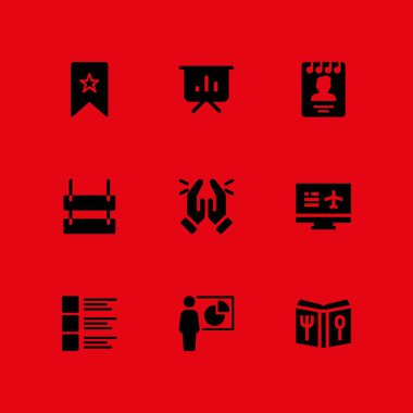 kitap simgesi seti. grafik tasarım ve web için rezervasyon, kitaplık ve yer işareti vektör simge