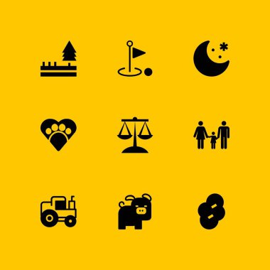 Doğa Icon set. denge, domuz ve grafik tasarım ve web için aile vektör simge