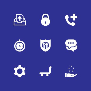 Web simge seti. telefon, sohbet ve grafik tasarım ve web için vektör simge giden kutusu