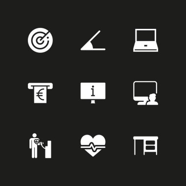 9 Icon set bilgisayar, radar ve grafik tasarım ve web için masaüstü vektör çizim ile izlemek