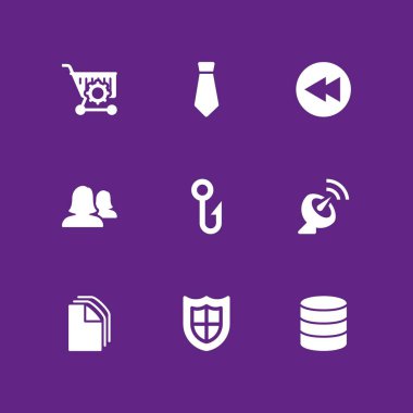 Web simge seti. kravat, Kullanıcı ve grafik tasarım ve web için kalkan vektör simge