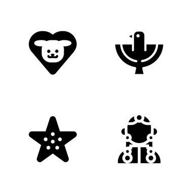 hayvan Icon set. grafik tasarım ve web için simge vektör Tibet, uçan kuş ve köpek