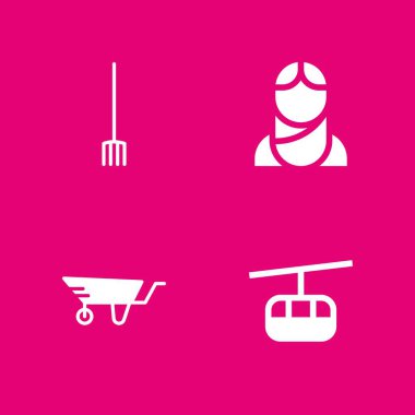 Doğa Icon set. grafik tasarım ve web için teleferik kabin, el arabası ve Afgan vektör simge
