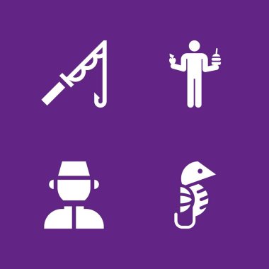 Icon set balık. Denizatı, diyet ve grafik tasarım ve web için olta vektör simge