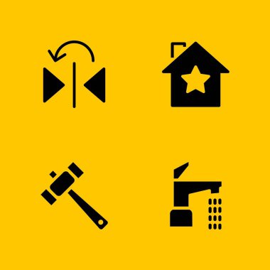 House simge seti. grafik tasarım ve web için çekiç, musluk ve ev vektör simgesi