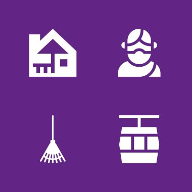 Doğa Icon set. grafik tasarım ve web için simge vektör kabin, kablo araba kabin ve komisyon