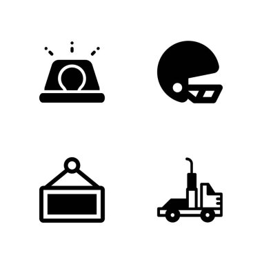 Araba Icon set. grafik tasarım ve web için işareti, kamyon ve siren vektör simge