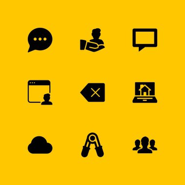 Ağ Icon set. grafik tasarım ve web için blok, dizüstü bilgisayar ve sohbet vektör simge