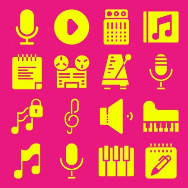 müzik Icon set. Birimle, metronom ve quaver vektör grafik tasarım ve web için simgeleri
