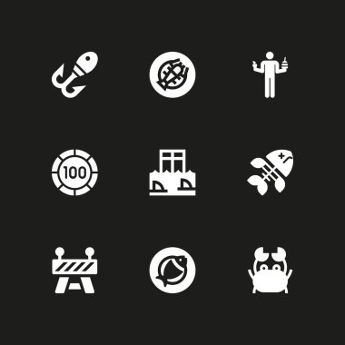 Icon set balık. grafik tasarım ve web için simge vektör diyet, balık kemik ve yengeç