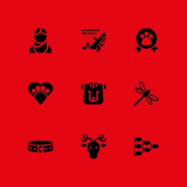 hayvan Icon set. grafik tasarım ve web için Shoal, yusufçuk ve yaka vektör simge