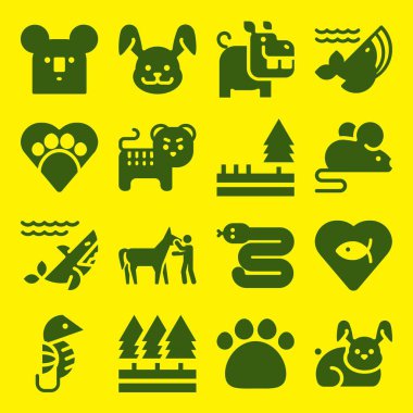 vahşi Icon set. Tavşan ile koala ve tavşan vektör grafik tasarım ve web için simgeleri