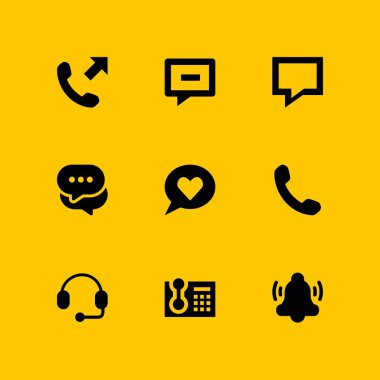 9 sohbet simgesi ile sohbet, bildirim ve grafik tasarım ve web için destek vektör çizim seti
