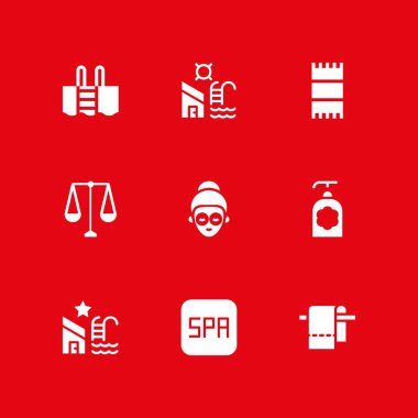 Spa Icon set. grafik tasarım ve web için Spa, losyon ve havlu vektör simge