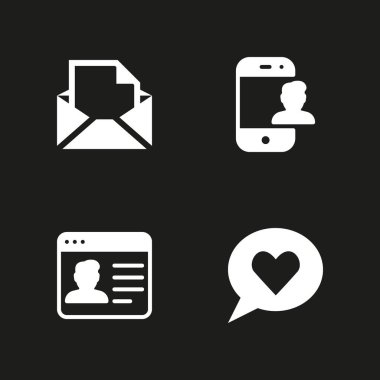 Sosyal Icon set. grafik tasarım ve web için sohbet, akıllı telefon ve e-posta vektör simge