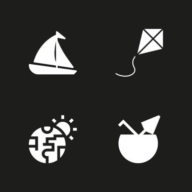 Doğa Icon set. Yelkenli, küresel ısınma ve grafik tasarım ve web için uçurtma vektör simge