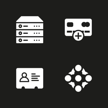 4 güvenlik simgesi koruma, kredi kartı ve kimlik kartı vektör çizim grafik tasarım ve web için ayarla