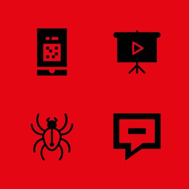 Ağ Icon set. grafik tasarım ve web için akıllı telefon, sohbet ve örümcek vektör simge