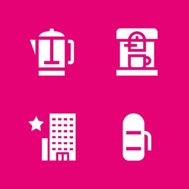 kahve Icon set. grafik tasarım ve web için kahve makinesi, Termo ve otel vektör simge