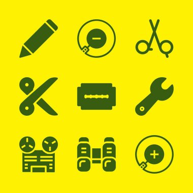 Aracı simge seti. İle uzaklaştırmak, makas ve yakınlaştırma vektör grafik tasarım ve web için simgeleri