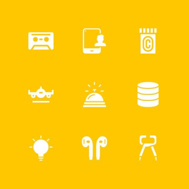 teknoloji Icon set. grafik tasarım ve web için simge vektör pense, uçak ve veritabanı