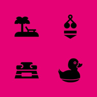 su Icon set. Bikini, tam kase ve grafik tasarım ve web için plaj vektör simge