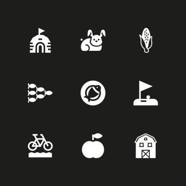 Doğa Icon set. grafik tasarım ve web için Mısır, ahır ve balık vektör simge