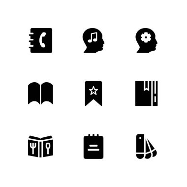 kitap simgesi seti. grafik tasarım ve web için yer işareti, profil ve tarifi vektör simgesi